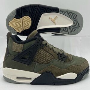 Kids Size 3.5Y Jordan 4 Retro SE Olive Green White Sneakers FB9928 200
